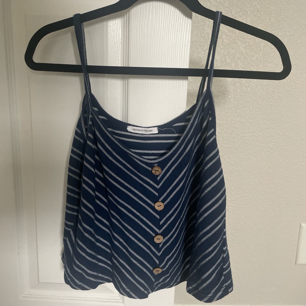 Blue Buttoned Crop Camisole